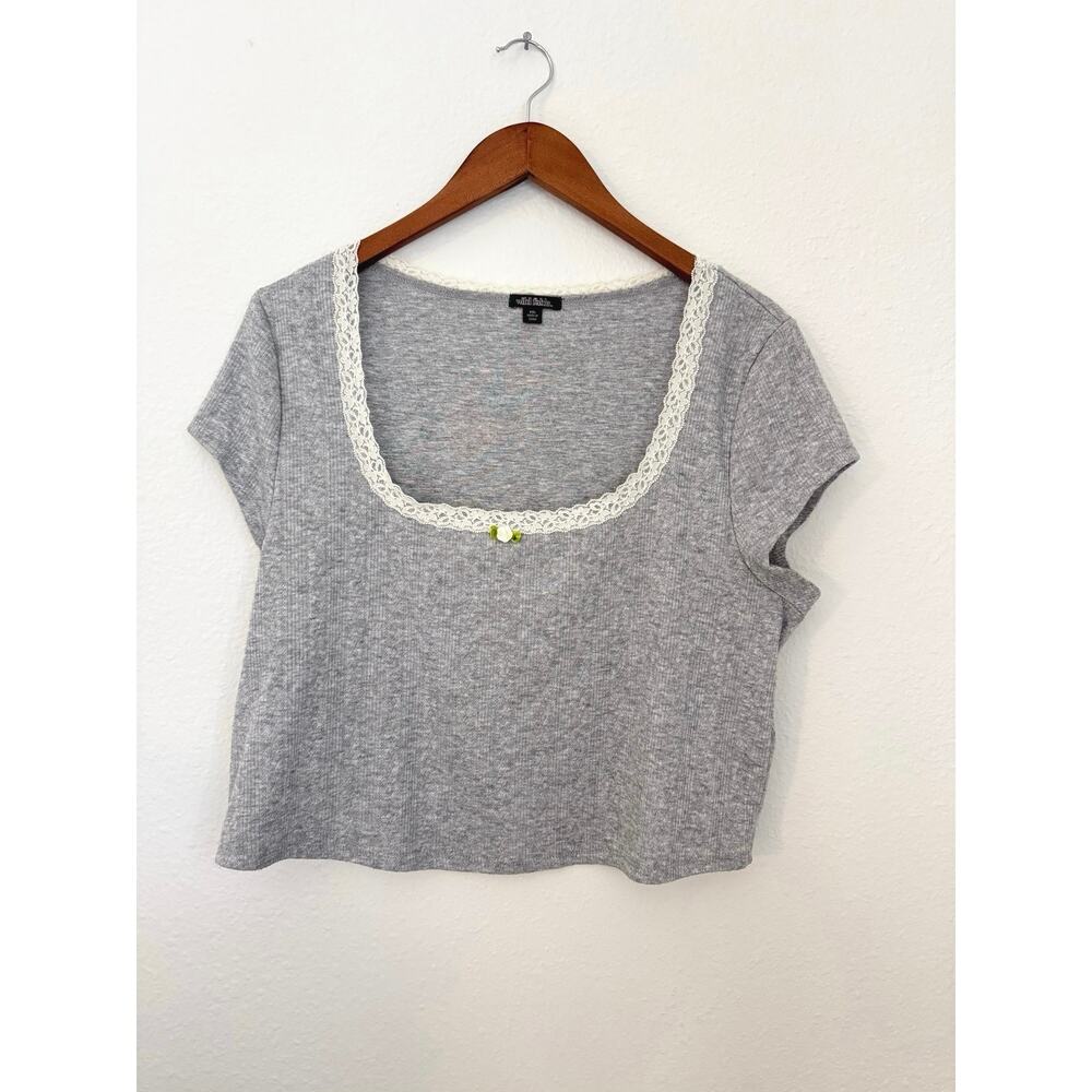Wild Fable Ribbed Lace Romantic Boho Crop Top Size XXL